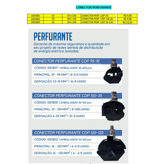 conector derivacao perfurante (10~150mm² x 4~35mm²)  TAF CDP150.35 [13.09.03.005]