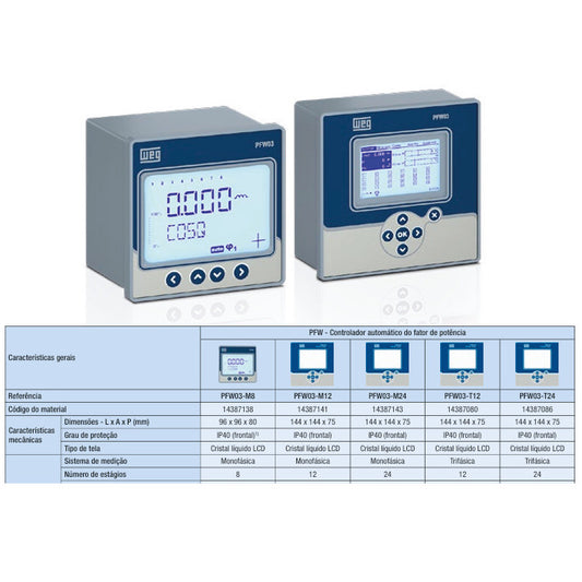 controlador fator potencia 08 estagios PFW03-M08 WEG 14387138 [12.06.01.023]